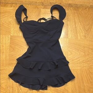 Chic Navy Ruffled Dress